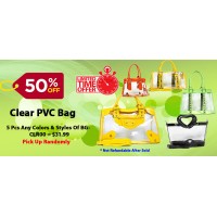 Discount Package: 50% off (5 pcs) Assortment Clear PVC  Bags - BG-CLR00-5