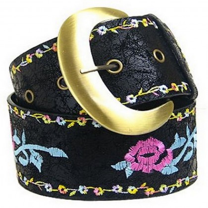 Belt - 12 PCS Floral Embroidered Belt - BLT-40027