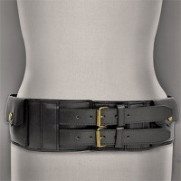 Belt - 12 PCS Double Pockets Elastic Belt - Black - Size : SM - BLT-BE129BK-SM
