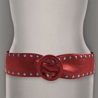 Belt - 12 PCS Soft Leather-Like w/ Grommet - Red - Size : ML - BLT-BE132RD-ML