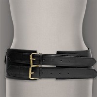 Belt - 12 PCS Double Pockets Soft Leather-Like Belt - 12 PCS Black - BLT-BE133BK