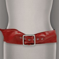 Belt - 12 PCS Soft Leather-Like Reversible - Red - Size : SM - BLT-BE166RD-SM