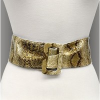 Belt - 12 PCS Soft Snake Skin Like Belt - Beige - BLT-BE254BE-ML