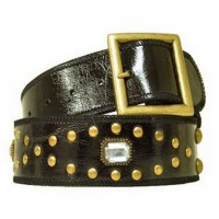 Belt - 12 PCS Jeweled Studded Belt - Black - Size : S - BLT-CB17925BK-S