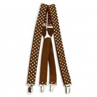 Belt - 12 PCS Suspenders - Polka Dots - Brown - BLT-SP003BN