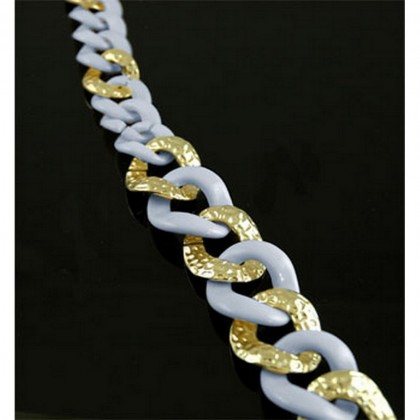 Belt - 12 PCS Chain Belt - Two Tone Links - Blue - BLT-T1367BL