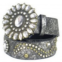 Belt - 12 PCS Glitter Jeweled & Studded W/Jeweled Buckle - Size : M - Black - BLT-TO31151BK-M