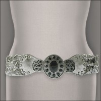 Belt - 12 PCS Metallic Stretchable Belt - Pewter - Size : ML - BLT-TO40136P-ML