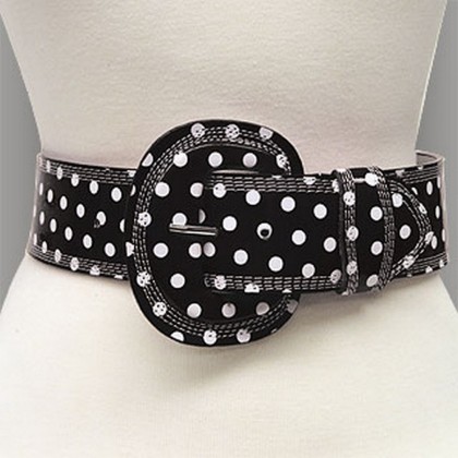 Belt - 12 PCS Polka Dots - Black - Size : S - BLT-TO40163BK-S