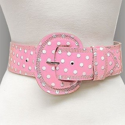 Belt - 12 PCS Polka Dots - Pink - BLT-TO40163PNK-M