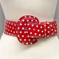 Belt - 12 PCS Polka Dots - Red - BLT-TO40163RD-S