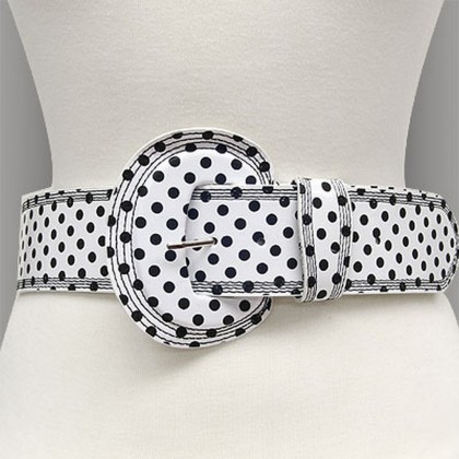 Belt - 12 PCS Polka Dots - White - BLT-TO40163WT