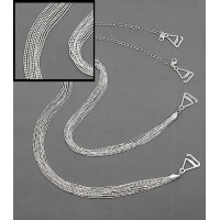 Bra Straps - 12 Pairs Multiple Ball Chains - Silver -BS-HH108SL