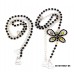 Bra Straps - 12 Pairs Single Line w/ Rhinestone Butterfly Charm Cross-over on Back Side - Black - BS-HH83BUTBK