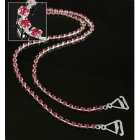 Bra Straps - 12 Pairs Single Line Crystal Chain Strap - Red - BS-HH19RD