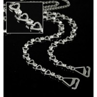 Bra Straps - 12 Pairs Silver Single Line w/ Hearts - BS-HH88
