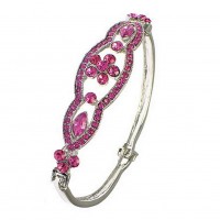 Bracelet – 12 PCS Swarovski Crystal Bracelet w/ Folded Closure - Pink - BR-03241PK
