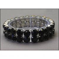 Bracelet – 12 PCS 2-Line Swarovsky Crystal Stretchable Bracelet - Black BR-39SS-S2BK