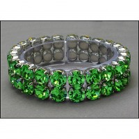 Bracelet – 12 PCS 2-Line Swarovsky Crystal Stretchable Bracelet - Green - BR-39SS-S2GN