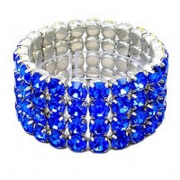 Bracelet – 12 PCS 4-Line Swarovsky Crystal Stretchable Bracelet - Blue - BR-39SS-S4BL