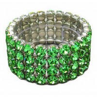 Bracelet – 12 PCS 4-Line Swarovsky Crystal Stretchable Bracelet - Green - BR-39SS-S4GN