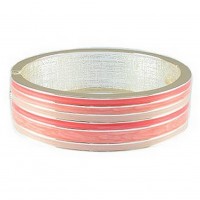 Bracelet – 12 PCS Hand Painted Cuff/ Stripe - Pink Color - BR-5077PK