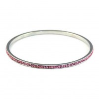 Bracelet – 12 PCS Bangle Bracelets - 67mm One Line Rhinestones - Light Rose Color - BR-80685-LRO