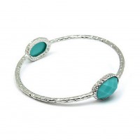 Bracelet – 12 PCS Bangle Bracelets w/ Coral Like Stones - Turquoise - BR-81189TQ