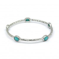 Bracelet – 12 PCS Bangle Bracelets w/ Coral Like Stones - Turquoise - BR-81190TQ