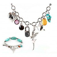 Bracelet – 12 PCS Charm Bracelets - TQ Stones w/ Fairy Charms - BR-ACQB2073