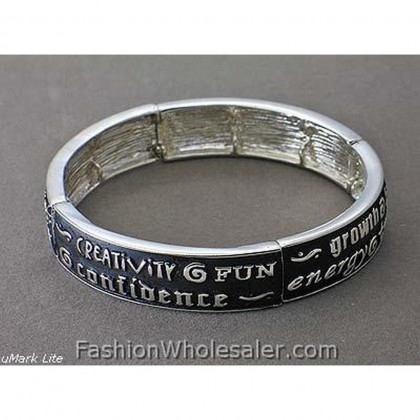 Bracelet – 12 PCS Religious Stretchable Bracelet - Epoxy - Messages - Lead Complia - BR-B9156LSJET