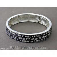 Bracelet – 12 PCS Religious Stretchable Bracelet - Epoxy - Lord's Prayer - Lead Compliant - BR-B9158LSJET