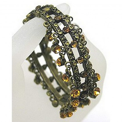 Bracelet – 12 PCS Dangling Crystal Bracelet - Brown Color - BR-BL9073BN