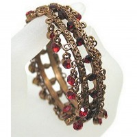 Bracelet – 12 PCS Dangling Crystal Bracelet - Red Color - BR-BL9073RD