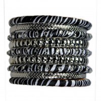 Bracelet – 12 PCS Stackable Bangle Bracelets Set - Zebra Print - BR-FB423RHZE