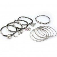 Bracelet – 12 Charm Bracelets + Metal Bangles Sets - BR-HB007B-BD