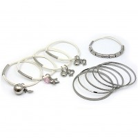 Bracelet – 12 Charm Bracelets + Metal Bangles Sets - BR-HB007B-WH