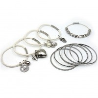 Bracelet – 12 Charm Bracelets + Metal Bangles Sets - BR-HB032B-WH