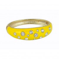 Bracelet – 12 PCS Bangle Bracelets - Eproxy w/ Clear Stones - Yellow