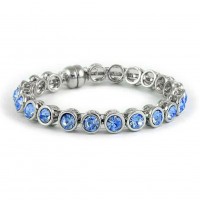 Bracelet – 12 PCS Crystal Bracelets w/ Magnetic Closure - Blue - BR-JJB2383BL