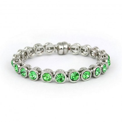 Bracelet – 12 PCS Crystal Bracelets w/ Magnetic Closure - Peridot - BR-JJB2383PE