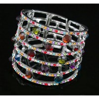 Bracelet – 12 PCS Crystal Bangle Bracelets - Multi Colors - BR-KH12122MT