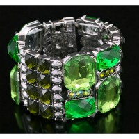 Bracelet – 12 PCS Stretch Crystal Bracelets - Green - BR-KH12826GN