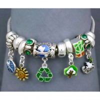 Bracelet – 12 PCS Go-Green Charm Bracelets w/ Multi-beads - BR-OB00071ASMUL