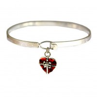 Bracelet – 12 PCS Charm Bracelets - Heart Charm Bangle - BR-OB00098ASRED