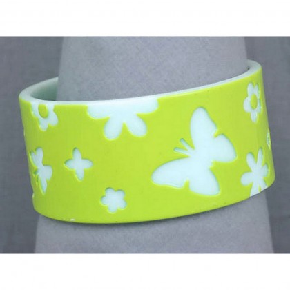 Bracelet – 12 PCS Overlayer Butterfly Bangle - Acrylic - Lime Color- BR-OB00150LIM