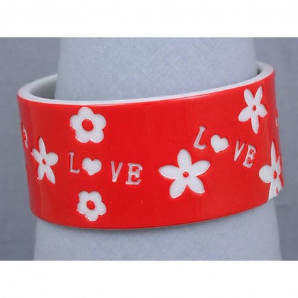 Bracelet – 12 PCS Overlayer Love Bangle - Acrylic - Red Color - BR-OB00153RED 