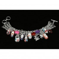 Bracelet – 12 PCS Multi Charm Chain Bracelets - BR-OB00207ASMUL