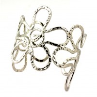 Hand Hammed Cuff - 12 PCS 3 Flowers - BR-OB02087RD