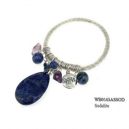 Charm Bracelets - 12 PCS Semi Precious Stone Bracelets - Sodalite Spirit - BR-WB0163ASSOD